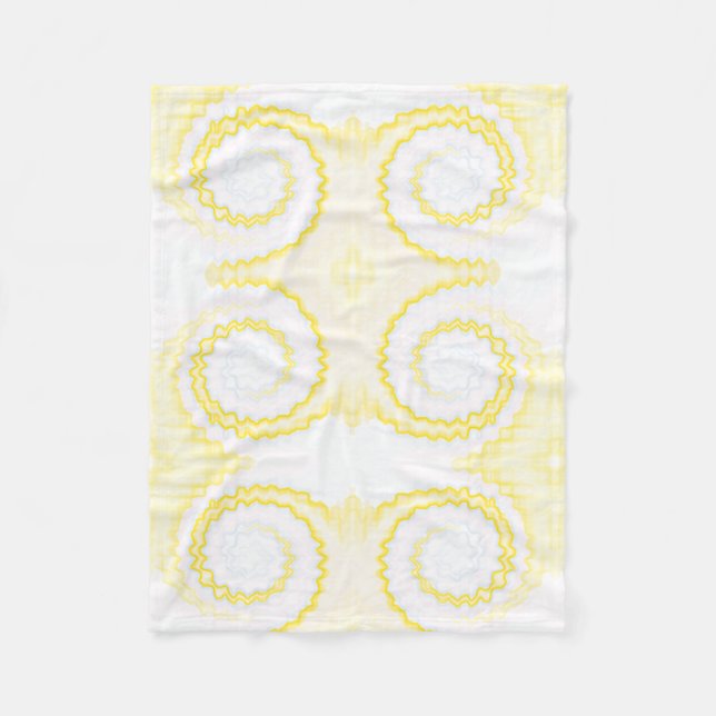 Gelbweißer Swirl gefärbte Krawatte Funky Retro Fleecedecke (Vorderseite)