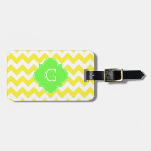 Gelbweißes Zickzack Limones Quilfolienmonogramm Gepäckanhänger