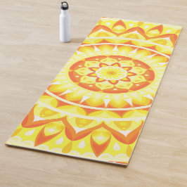 Gelbzentriertes Mandala-Sonnenlicht-Design Boho Yogamatte