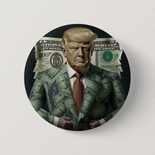 Geld Anzug Trump: Ein Symbol für Wohlstand und Pow Button (Vorderseite)