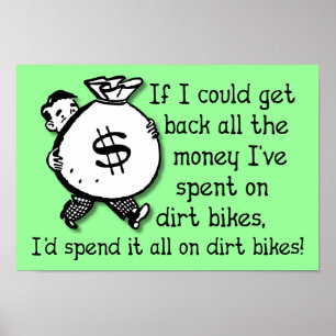 Geld auf Dirt Bikes Motocross Lustiges Poster Schi