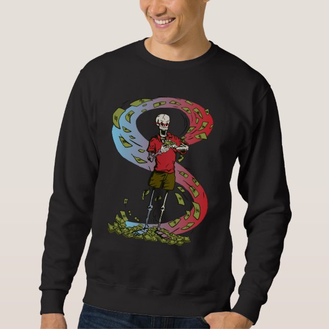 Geld Dollar Skelett Ausgaben Sweatshirt (Vorderseite)