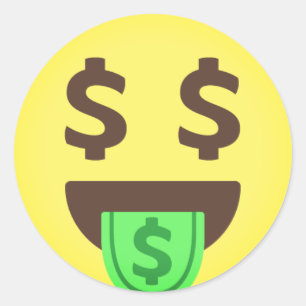 Geld-Dollar-Zeichen Emoji Runder Aufkleber