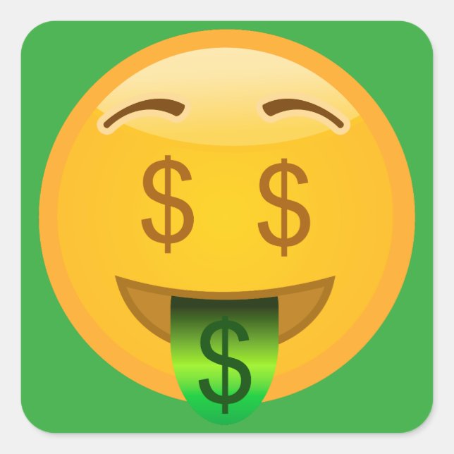 Geld Emoji Quadratischer Aufkleber (Vorderseite)