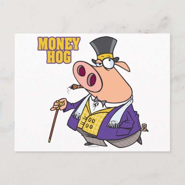 Geld Hose lustige reiche Schweine Cartoon Postkarte (Vorderseite)