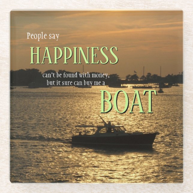 Geld kann kein glückliches Boot am Hafen kaufen Glasuntersetzer (Vorderseite)