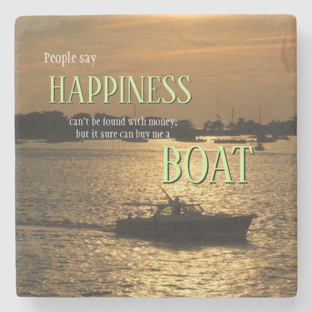 Geld kann kein glückliches Boot am Hafen kaufen Steinuntersetzer (Vorderseite)