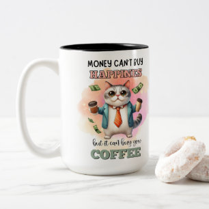 Geld kann keine glücklichen Katzenliebhaber-Gesche Zweifarbige Tasse