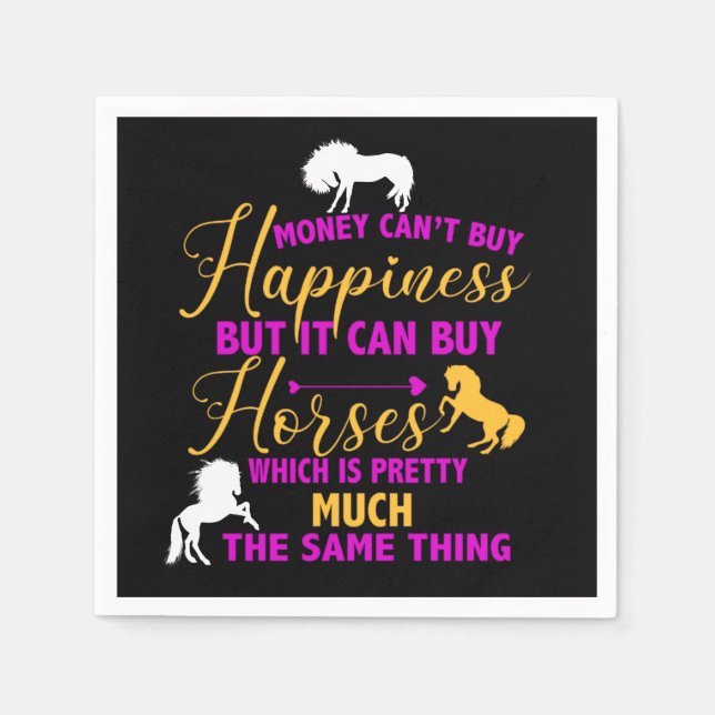 Geld kann Pferde Lila gelb kaufen Serviette (Vorderseite)