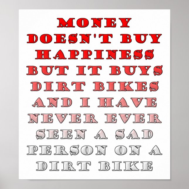 Geld kauft Dirtbikes Funny Poster (Vorne)