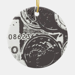 Geld lässt die Welt umgehen Keramikornament