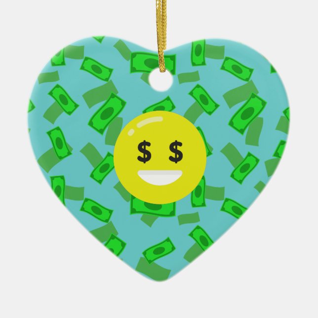 Geld mit Augen Emoji Keramik Ornament (Vorne)