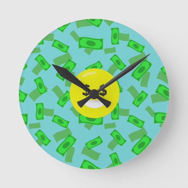 Geld mit Augen Emoji Runde Wanduhr (Vorderseite)