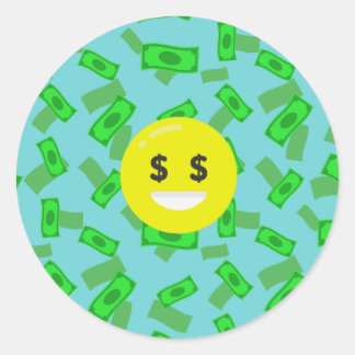 Geld mit Augen Emoji Runder Aufkleber