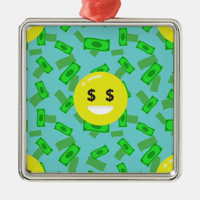 Geld mit Augen Emoji Silbernes Ornament (Vorne)