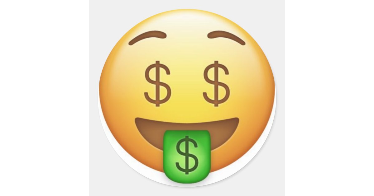 Geld Mund Unglaublich Witzig Emoji Runder Aufkleber Zazzle At