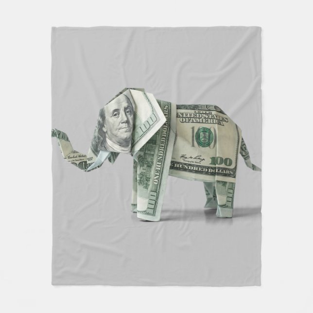Geld Origami $100 Elefant Fleecedecke (Vorderseite)
