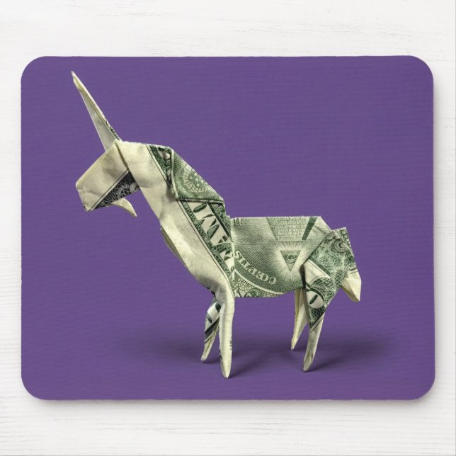 Geld Origami Einhorn Mousepad (Vorne)