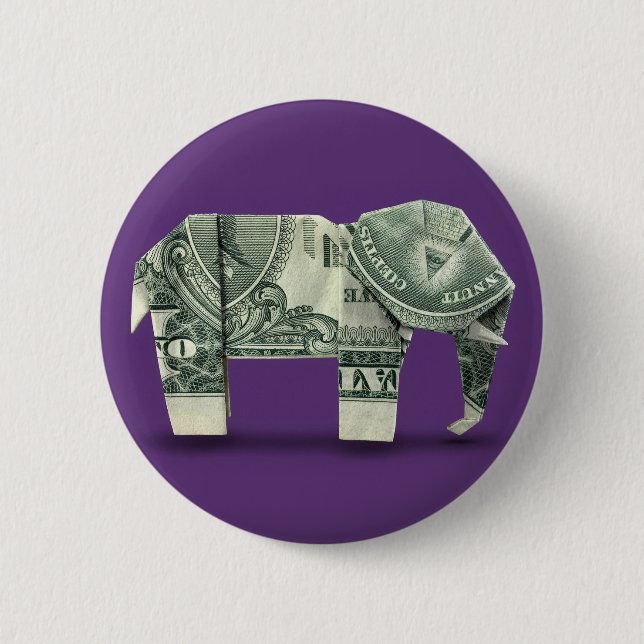 Geld Origami Elefant Button (Vorderseite)