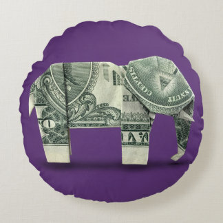 Geld Origami Elefant Rundes Kissen