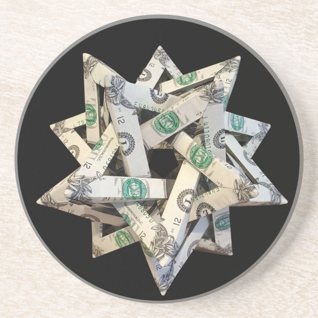 Geld Origami Fünf sich schneidende Tetraeder Getränkeuntersetzer (Vorne)