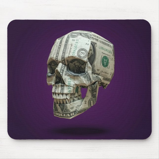 Geld-Origami-Menschenschädel Mousepad (Vorne)