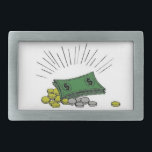 Geld - rechteckige gürtelschnalle<br><div class="desc">Dieses Design enthält Dollarnoten und Münzen. Ein Design,  das die Steuersaison darstellt. Was wir jeden April tun müssen. Sie sind schwarze Linien über dem oberen Teil des Designs. Diese Gürtelschnallen sind rechteckig und oval. Ein großartiges Geschenk für Ihren Buchhalter,  auf den Sie das ganze Jahr über angewiesen sind.</div>