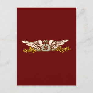 Geld-Sack-Flügel Postkarte