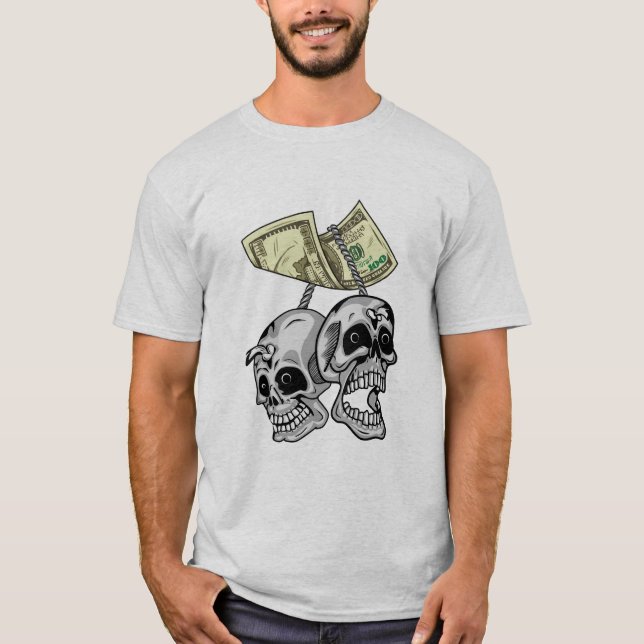 Geld Schädel T - Shirt Design, hohe Qualität, HD-I (Vorderseite)