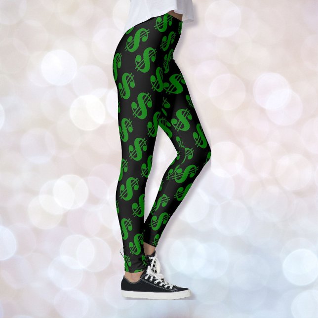 Geld signieren Alberne schwarz grüne Frauen Leggin Leggings (Von Creator hochgeladen)