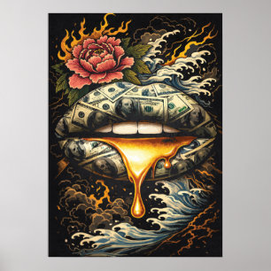 Geld spricht, Japanische abstrakte Kunst, Geld Erf Poster