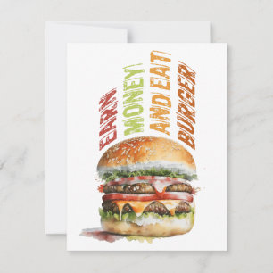 Geld verdienen und Burger essen, schlaues Burger D Mitteilungskarte