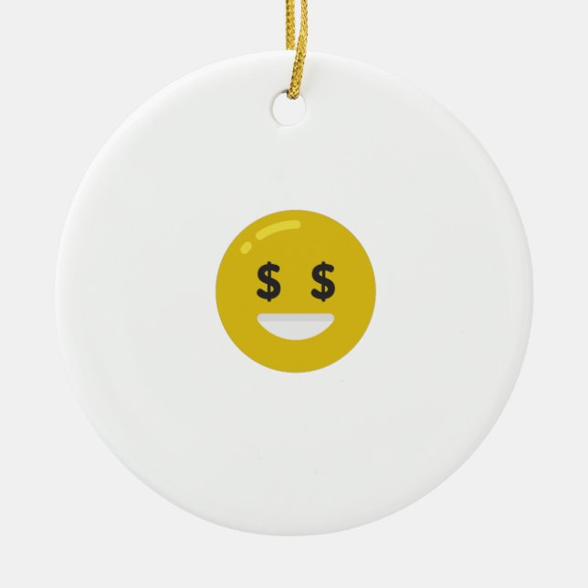 Geldauge Emoji Keramik Ornament (Vorne)