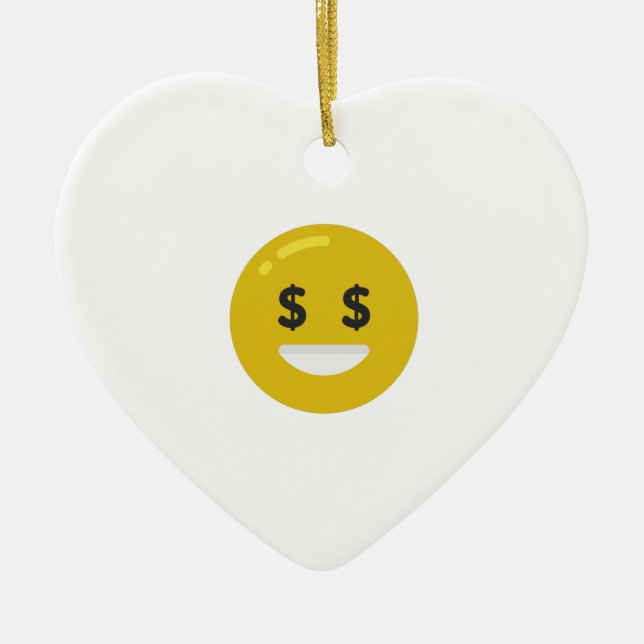 Geldauge Emoji Keramik Ornament (Vorne)