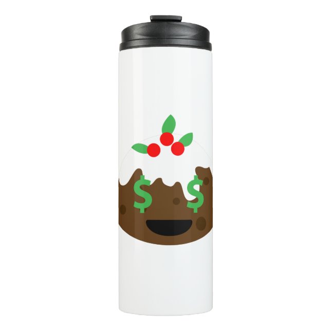 Geldaugen Weihnachtskuchen Thermosbecher (Vorderseite)