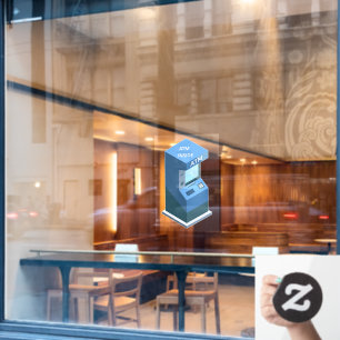 Geldautomat im Convenience-Store an der Geschäftsf Fensteraufkleber