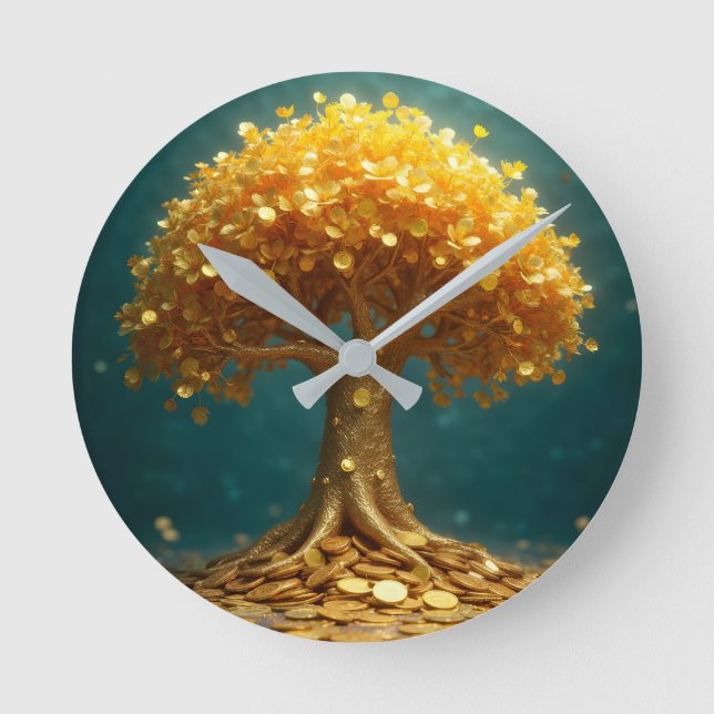 Geldbaum-Wanduhr Runde Wanduhr (Vorderseite)