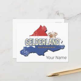Gelderland Niederlande Vintag Map Dutch Souvenir Feiertagspostkarte