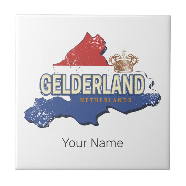 Gelderland Niederlande Vintag Map Dutch Souvenir Fliese (Vorderseite)