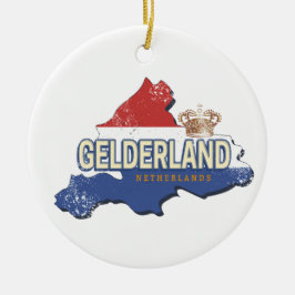 Gelderland Niederlande Vintag Map Dutch Souvenir Keramik Ornament