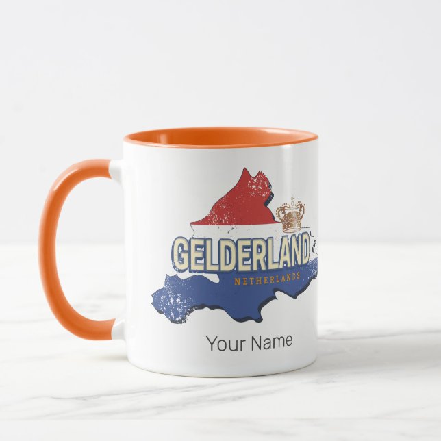 Gelderland Niederlande Vintag Map Dutch Souvenir Tasse (Links)