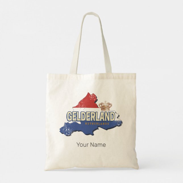 Gelderland Niederlande Vintag Map Dutch Souvenir Tragetasche (Rückseite)