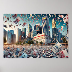 Geldgewinn über das Finanzzentrum Singapurs Poster