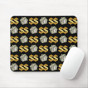 Geldhäuser und Gold-Dollar-Zeichen Mousepad
