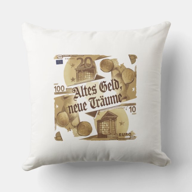 Geldkissen – Vintage-Design mit Euro-Motiven Kissen (Rückseite)