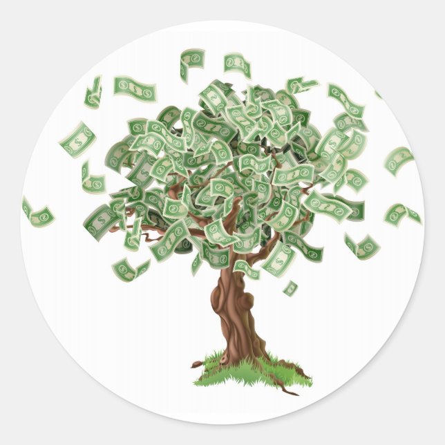Geldsparungsbaum Runder Aufkleber (Vorderseite)