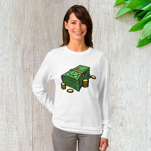 Geldstapel mit Geldmünzen T-Shirt