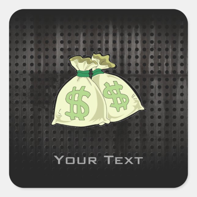 Geldtaschen; geschlagen quadratischer aufkleber (Vorderseite)