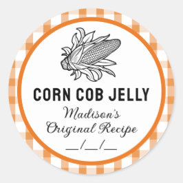 Gelee für Maiskolben mit karierten Mustern Runder Aufkleber