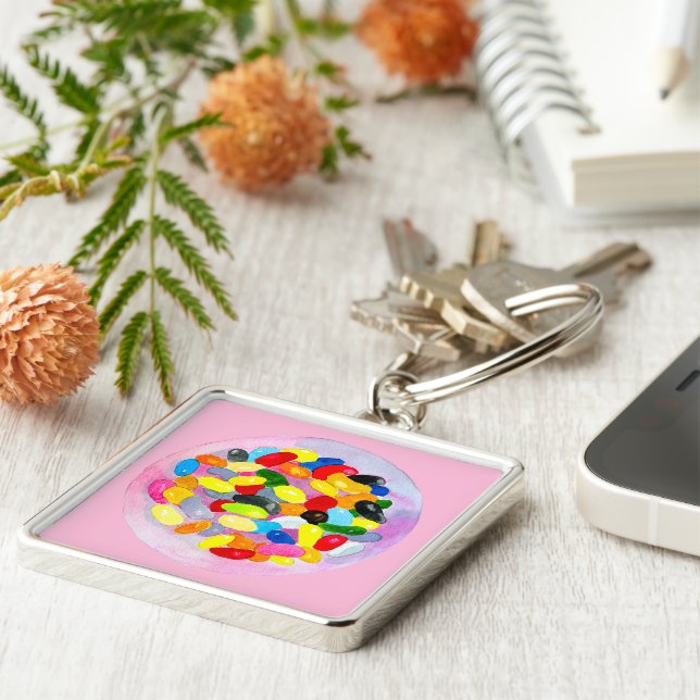 Gelee-Süßbohnen in Aquarell Schlüsselanhänger (Seite)